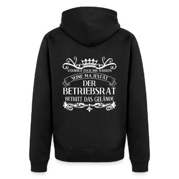 Betriebsrat Gewerkschaft Betriebsrätin - Unisex Premium Bio Zip Hoodie - Schwarz - Hinten - Nico (187cm)