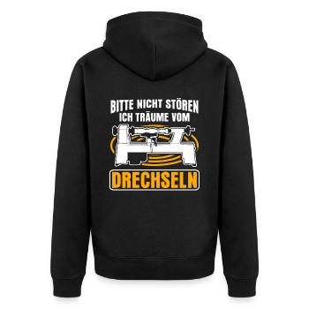 Drechsler Tischler Schreiner Drechseln - Unisex Premium Bio Zip Hoodie - Schwarz - Hinten - Nico (187cm)