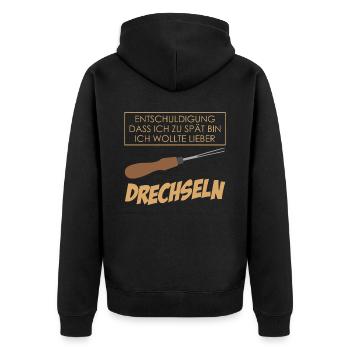 Drechsler Drechseln Tischler Schreiner - Unisex Premium Bio Zip Hoodie - Schwarz - Hinten - Nico (187cm)