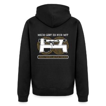 Drechseln Drechselbank Drechsler - Unisex Premium Bio Zip Hoodie - Schwarz - Hinten - Nico (187cm)