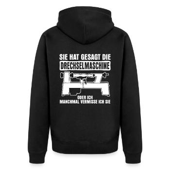 Drechseln Tischler Schreiner Drechsler - Unisex Premium Bio Zip Hoodie - Schwarz - Hinten - Nico (187cm)