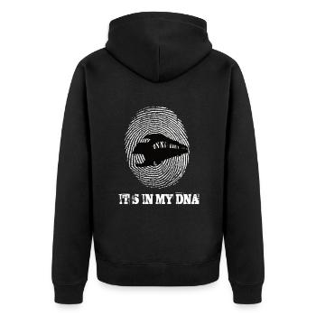 Entraîne son dans mon ADN - Veste à capuche bio Premium Unisexe - noir - Dos - Nico (187cm)