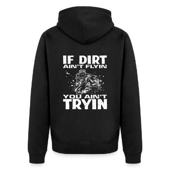 Motocross Kindermotocross Matsch - Unisex Premium Bio Zip Hoodie - Schwarz - Hinten - Nico (187cm)