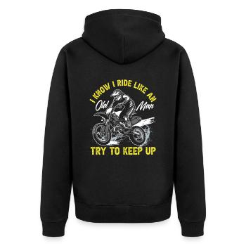 Motocross Old Man Dirt Bike - Veste à capuche bio Premium Unisexe - noir - Dos - Nico (187cm)