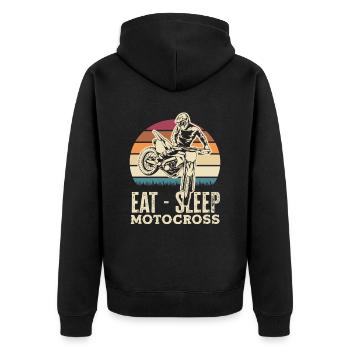 Motocross Kindermotocross Matsch - Unisex Premium Bio Zip Hoodie - Schwarz - Hinten - Nico (187cm)