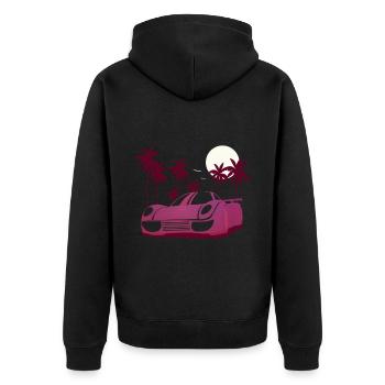 Autorennen - Rennwagen - Sportwagen - Unisex Premium Bio Zip Hoodie - Schwarz - Hinten - Nico (187cm)