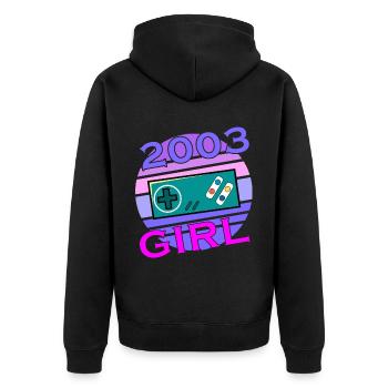 Gamer Girl 20e anniversaire Avril née en 2003 - Veste à capuche bio Premium Unisexe - noir - Dos - Nico (187cm)