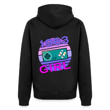 Level 60 Freigeschaltet Awesome seit 1963 Funny - Unisex Premium Bio Zip Hoodie - Schwarz - Hinten - Nico (187cm)