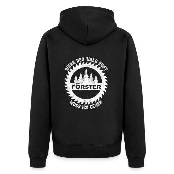 Wenn Der Wald Ruft Muss Ich Gehen Lustig - Unisex Premium Bio Zip Hoodie - Schwarz - Hinten - Nico (187cm)