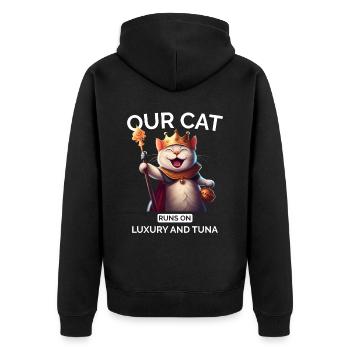 Cat Mom Dad Cartoon Cat Crown Queen - Unisex Premium Organic Zip Hoodie - black - Back - Nico (187cm)