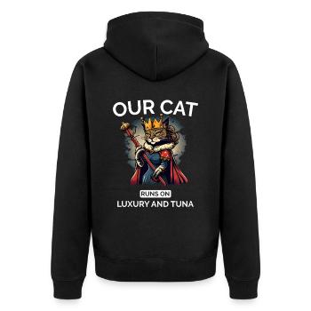 Chat Maman Papa Dessin Animé Reine Chat - Veste à capuche bio Premium Unisexe - noir - Dos - Nico (187cm)