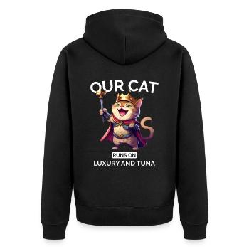 Cat Mom Dad Cartoon Cat Laughing - Unisex Premium Organic Zip Hoodie - black - Back - Nico (187cm)