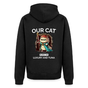 Cat Mom Dad Cut Royal Cat - Unisex Premium Organic Zip Hoodie - black - Back - Nico (187cm)