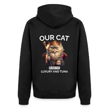 Katze Mama Papa Königin Katzenliebhaber - Unisex Premium Bio Zip Hoodie - Schwarz - Hinten - Nico (187cm)