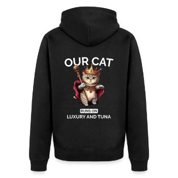 Cat Mom Dad Royal Kawaii Kitten Cat - Unisex Premium Organic Zip Hoodie - black - Back - Nico (187cm)