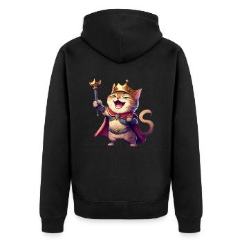 Cartoon Cat Laughing - Unisex Premium Organic Zip Hoodie - black - Back - Nico (187cm)