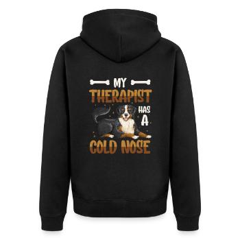 Mon thérapeute a le nez froid, amoureux des chiens - Veste à capuche bio Premium Unisexe - noir - Dos - Nico (187cm)