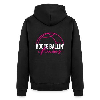 Bocce Ballin' Babes - Boccia spielen - Unisex Premium Bio Zip Hoodie - Schwarz - Hinten - Nico (187cm)