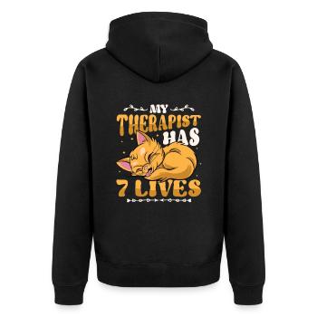 Mon thérapeute a 7 vies, amoureux des chats - Veste à capuche bio Premium Unisexe - noir - Dos - Nico (187cm)