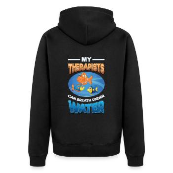 Fun fish keeping, fish keepers - Unisex Premium Organic Zip Hoodie - black - Back - Nico (187cm)