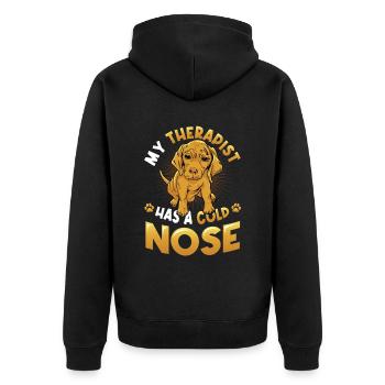 Mon thérapeute a le nez froid, amoureux des chiens - Veste à capuche bio Premium Unisexe - noir - Dos - Nico (187cm)