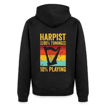 Harfenspieler Harfenist Retro - Unisex Premium Bio Zip Hoodie - Schwarz - Hinten - Nico (187cm)