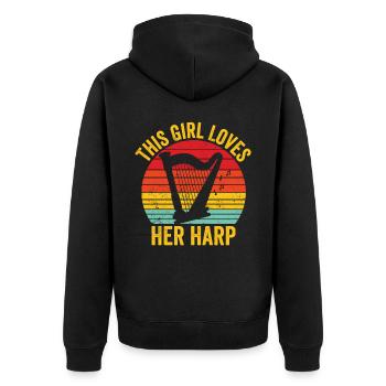 Harfenspieler Harfenist Retro - Unisex Premium Bio Zip Hoodie - Schwarz - Hinten - Nico (187cm)