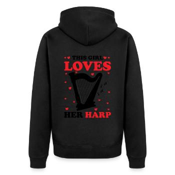 Harfenspieler Harfenist - Unisex Premium Bio Zip Hoodie - Schwarz - Hinten - Nico (187cm)