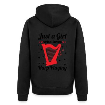 Harfenspieler Harfenist - Unisex Premium Bio Zip Hoodie - Schwarz - Hinten - Nico (187cm)