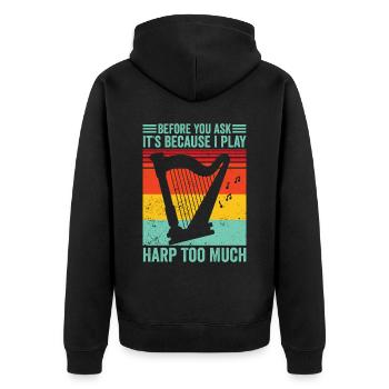 Harfenspieler Harfenist Retro - Unisex Premium Bio Zip Hoodie - Schwarz - Hinten - Nico (187cm)