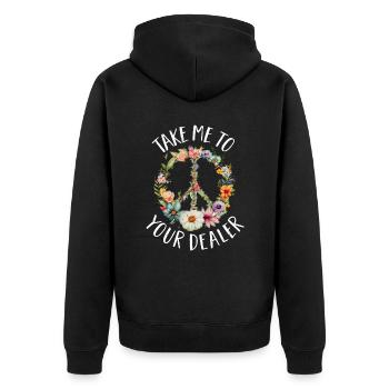 Hippie Peace Sign Peace Flowers Flower Child - Veste à capuche bio Premium Unisexe - noir - Dos - Nico (187cm)
