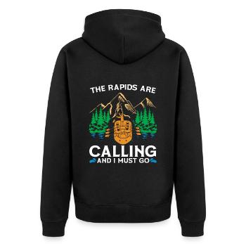 Rafting The Rapids Are Calling White Water Rafting - Unisex Premium Organic Zip Hoodie - black - Back - Nico (187cm)