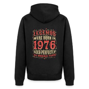 Les légendes sont nées en 1976 Anniversaire - Veste à capuche bio Premium Unisexe - noir - Dos - Nico (187cm)
