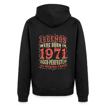 Les légendes sont nées en 1971 anniversaire - Veste à capuche bio Premium Unisexe - noir - Dos - Nico (187cm)