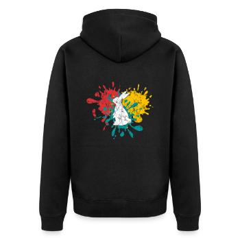 Hare - Unisex Premium Organic Zip Hoodie - black - Back - Nico (187cm)