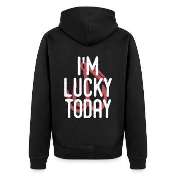 I'm lucky today 1 - - Unisex Premium Organic Zip Hoodie - black - Back - Nico (187cm)
