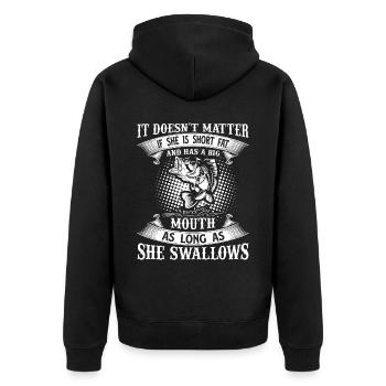 It doesn't matter if she's small, fat and big-mouthed - Unisex Premium Organic Zip Hoodie - black - Back - Nico (187cm)