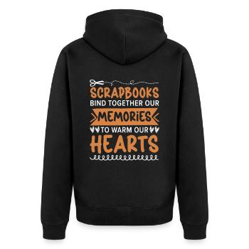 Scrapbooks bind memories and warm the - Unisex Premium Organic Zip Hoodie - black - Back - Nico (187cm)
