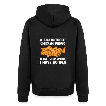 Chicken Wings Funny Food Lover Chicken Wings - Unisex Premium Organic Zip Hoodie - black - Back - Nico (187cm)