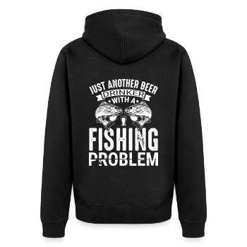 Just Another Beer Drinker With A Fishing Problem 1 - Unisex Premium Bio Zip Hoodie - Schwarz - Hinten - Nico (187cm)