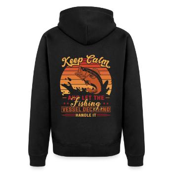 Keep Calm And Let The Fishing - - Unisex Premium Organic Zip Hoodie - black - Back - Nico (187cm)