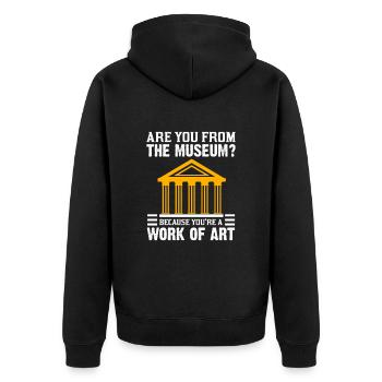 Museumsbesuch Männer Frauen Design Museen - Unisex Premium Bio Zip Hoodie - Schwarz - Hinten - Nico (187cm)