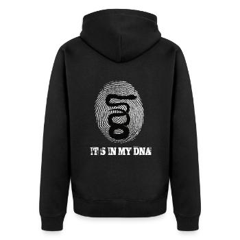 Schlangen Its In My Dna - Unisex Premium Bio Zip Hoodie - Schwarz - Hinten - Nico (187cm)
