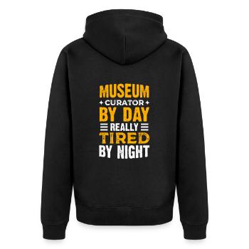 Museumsbesuch Männer Frauen Design Museen - Unisex Premium Bio Zip Hoodie - Schwarz - Hinten - Nico (187cm)
