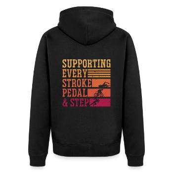 Triathlon Supporting Every Stroke Pedal & Training - Unisex Premium Organic Zip Hoodie - black - Back - Nico (187cm)