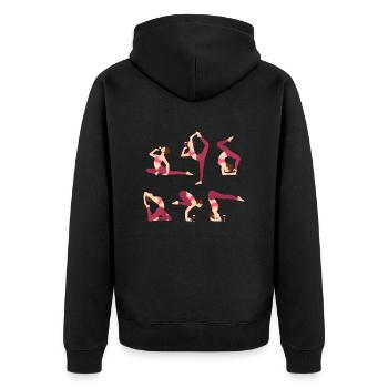 Wine Yoga - Unisex Premium Organic Zip Hoodie - black - Back - Nico (187cm)