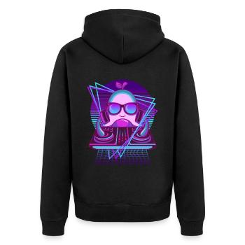 Vaporwave Avocado DJ Pult Avocado - Unisex Premium Bio Zip Hoodie - Schwarz - Hinten - Nico (187cm)