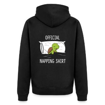 Official Napping Shirt Turtle Pajama - Unisex Premium Bio Zip Hoodie - Schwarz - Hinten - Nico (187cm)