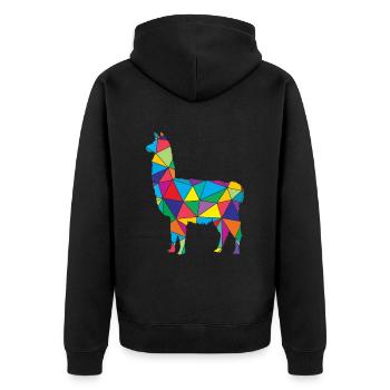 Lama Polygon Low Poly Tier - Veste à capuche bio Premium Unisexe - noir - Dos - Nico (187cm)