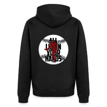 Funny baseball player with reclining - Unisex Premium Organic Zip Hoodie - black - Back - Nico (187cm)